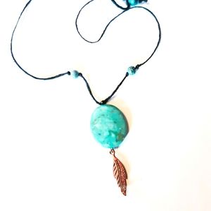 Turquoise Feather Necklace